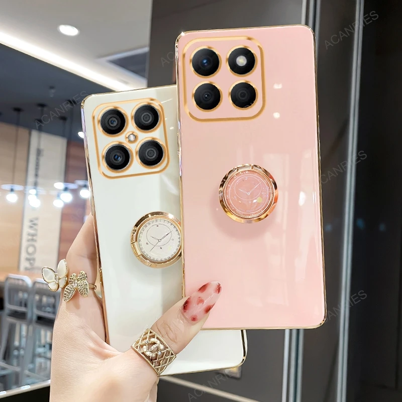 Luxury Plating Ring Holder Stand Case For Huawei Honor X8 X8b X8a 4g 5g X6a X6s X7 X7b X7a Soft Silicone Back Cover Honorx8 B A