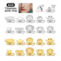 Implant Grade G23 ASTM Titanium 16G Internal Thread Soccer Dermal Anchor Tops and 3 Hole Base Microdermals Piercing Jewelry