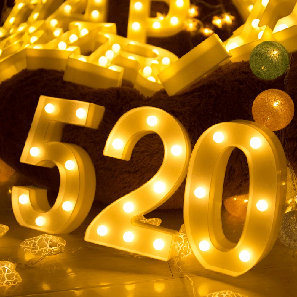 أضواء أرقام Led تسجيل ضوء الليل لحفل زفاف عيد ميلاد الديكور تضيء عدد المنزل بار مقهى زخرفة دائم