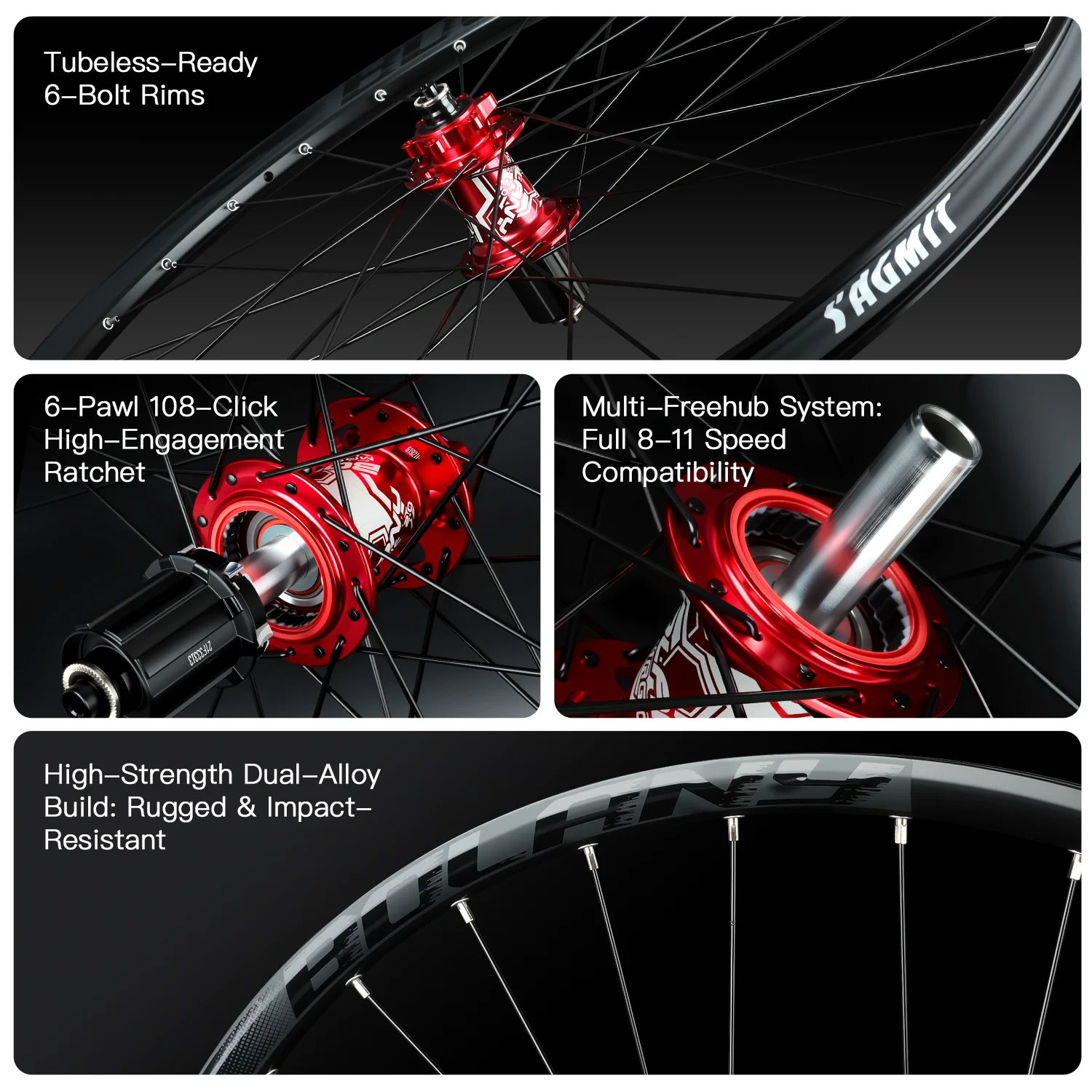 BOLANY 26 27.5 29 Inch Wheelset Mountain Bike Quick-Release 9*100mm 32H XD MS Double Rim Disc Brake Wheelset MTB for HG