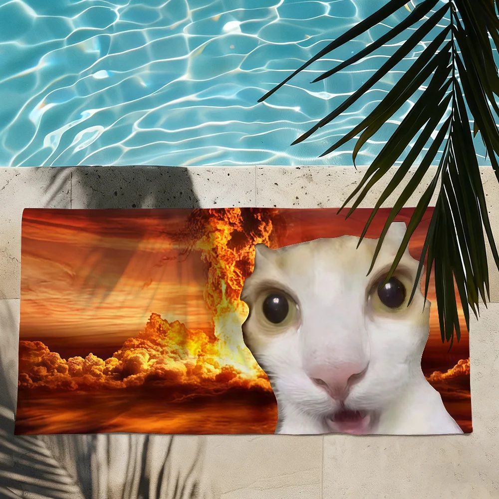 Cat Fire Boom meme funny Towel Quick Drying Beach Towels Are Suitable For Swimming Pools Camping Yoga And The Gym