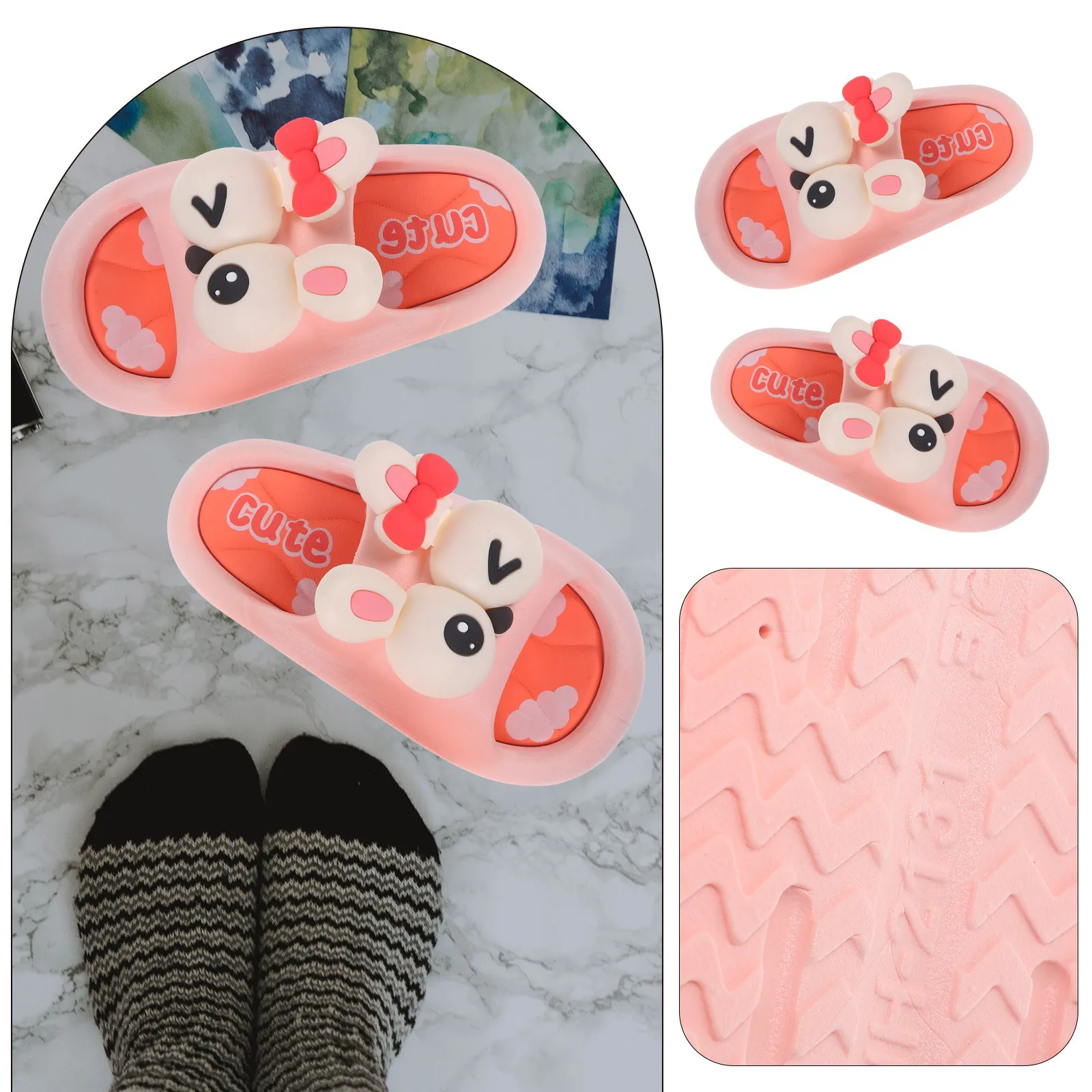 

1 пара детских тапочек, противоскользящие детские летние сандалии на мягкой подошве, милый мультяшный дизайн, обувь для дома и улицы для малышей