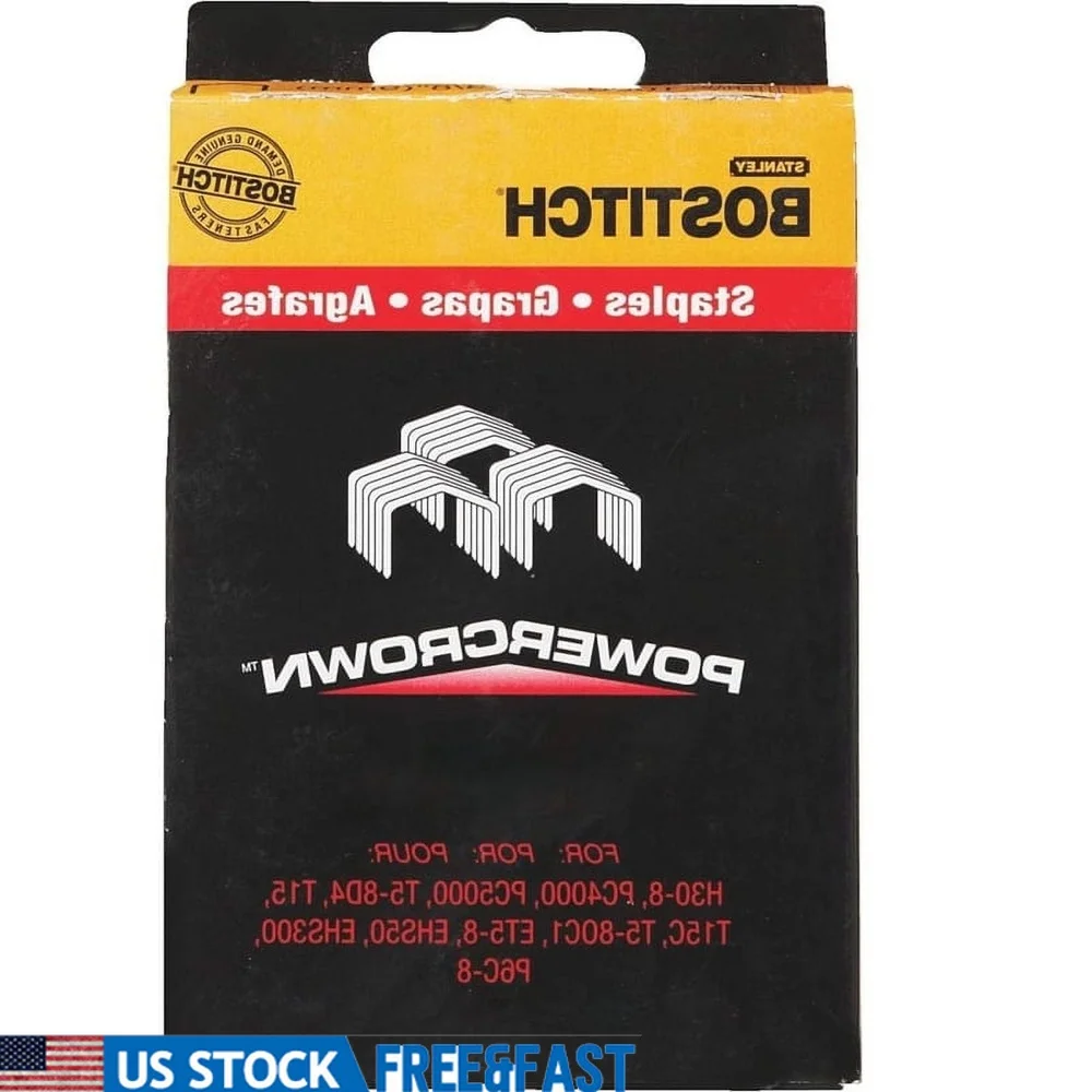 

Heavy-Duty PowerCrown Wide Crown Staples 7/16in W 3/8in L 5000 Pack Solid Steel Sharp Points Paper and Material
