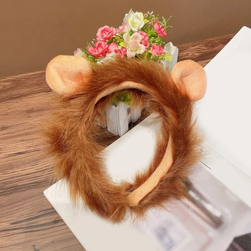 Lovely Lion Headband Girl Face Washing Hairhoop Music Festival Roleplay Hairband DXAA