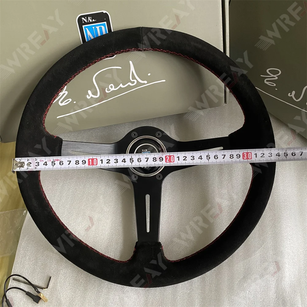 Car Modification Steering Wheel 14 Inch Competitive Racing Steering Wheel 340mm Suede Universal