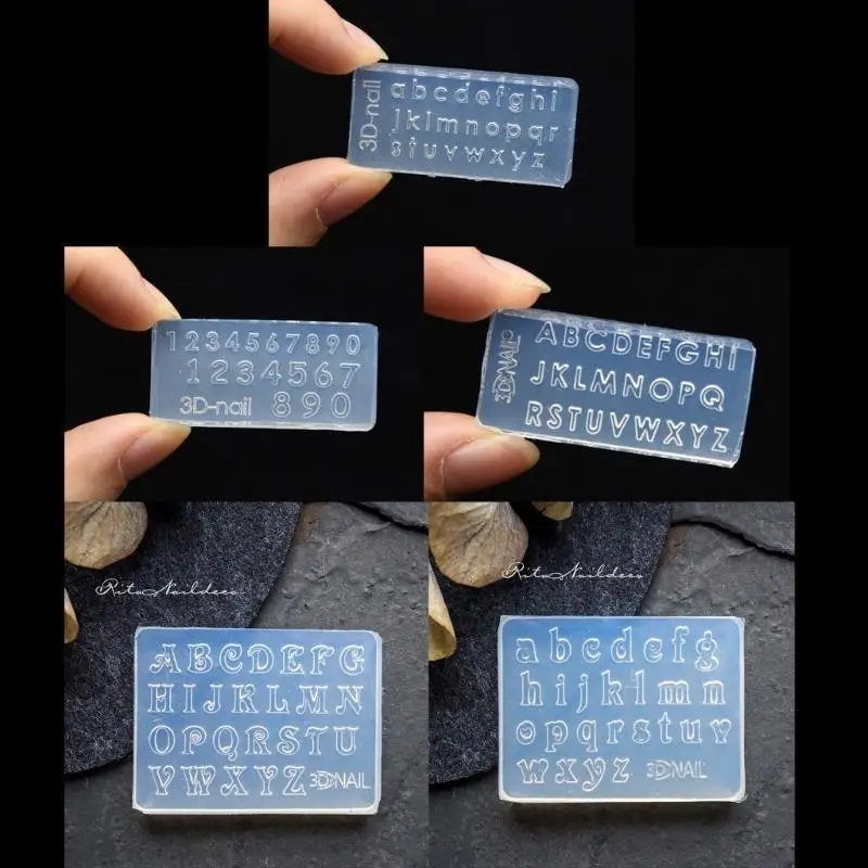 31BB 5Pcs Letters Numbers Silicone Molds Art Carving Mold Suitable for Diy