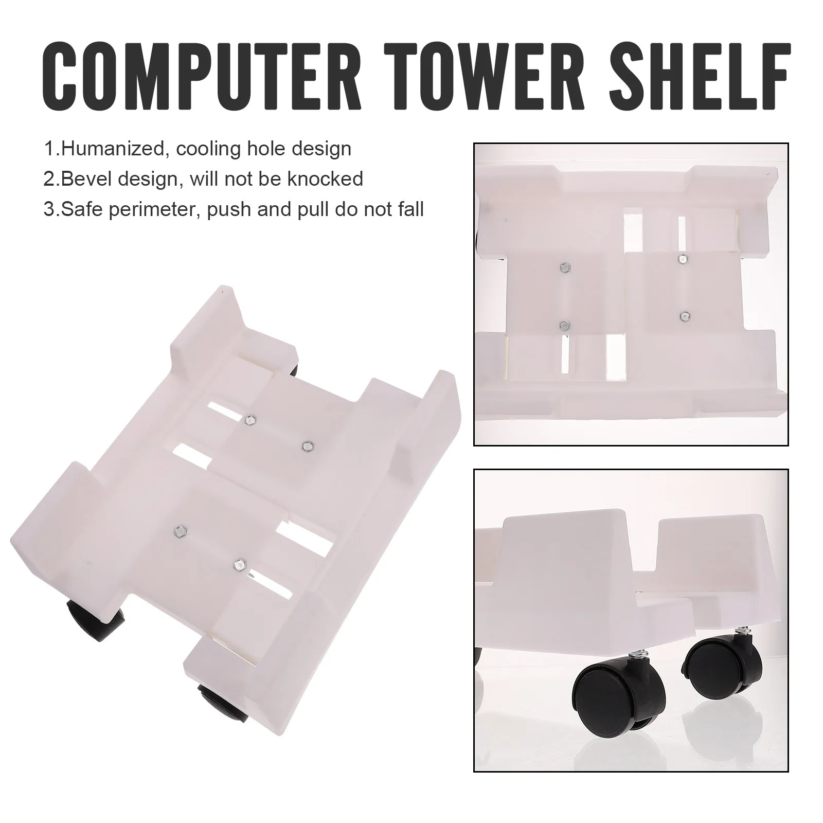 Mobile CPU Stand Plastic Computer Tower Stand Rack Reinforced Shelves Rolling Casters Host Support Stable for Desktop Storage