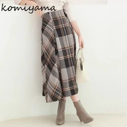 High Waist A-line Skirt Japan Style Plaid Faldas Mujer Elegant Feminino Skirts Womens Sweet Jupe Femme 2024 Spring Clothing