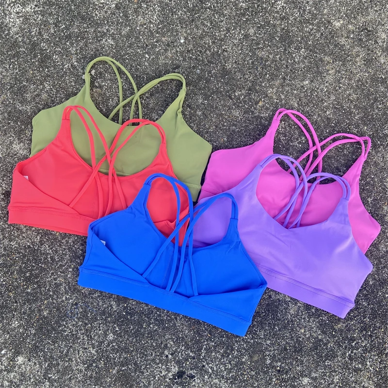 Cross Straps Sports Bra Women Gym Crop Top Yoga Vest High Impact Fitness Bralette Plus Size Running Underwear With Chest Pad