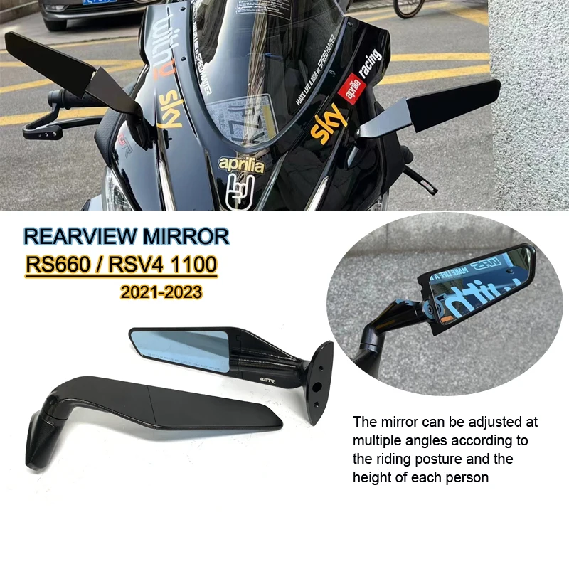 Free Shipping For Aprilia RS660 RSV4 1100 Mirrors Stealth Mirrors Sports Winglets Mirror Motorcycle Wing Mirrors Adjustable