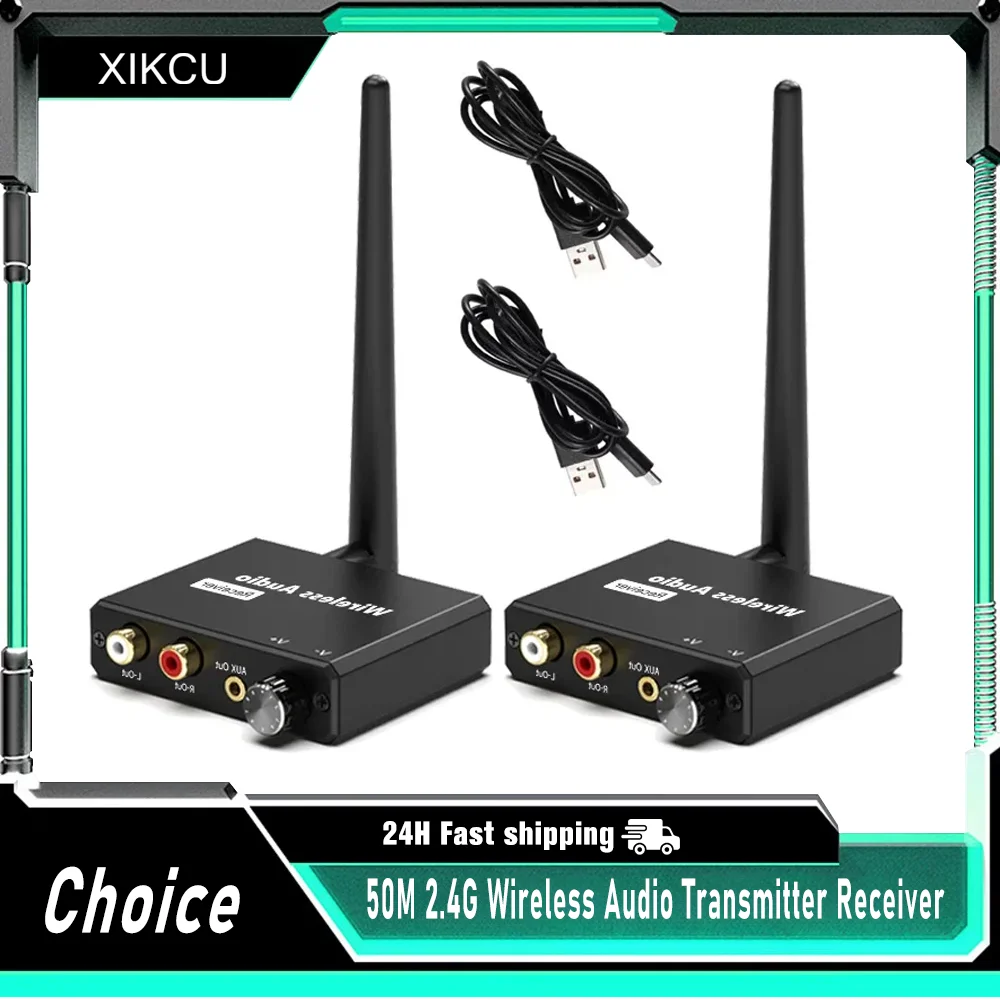 

Беспроводной аудиоадаптер 50M 2.4G, цифровой беспроводной аудиопередатчик и приемник с конвертером 3.5 мм R/L RCA для ТВ-приставок, DVD-плееров, ПК