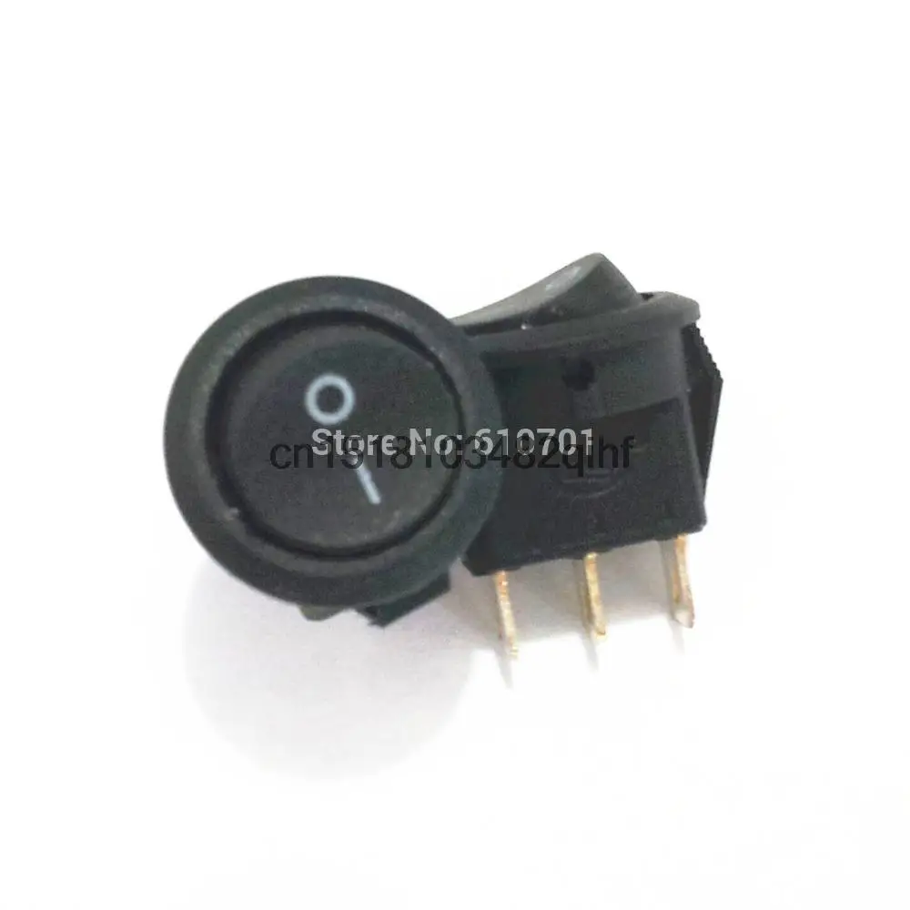 AC 3A/250V 6A/125V SPDT On/On Snap In Round Boat Rocker Switch Black 3 Pin