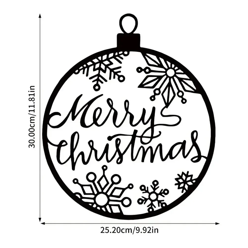 Splendid 1pc Merry Christmas Ornaments Decoration – Black Metal Wall Art. Festive Christmas Wall Decor