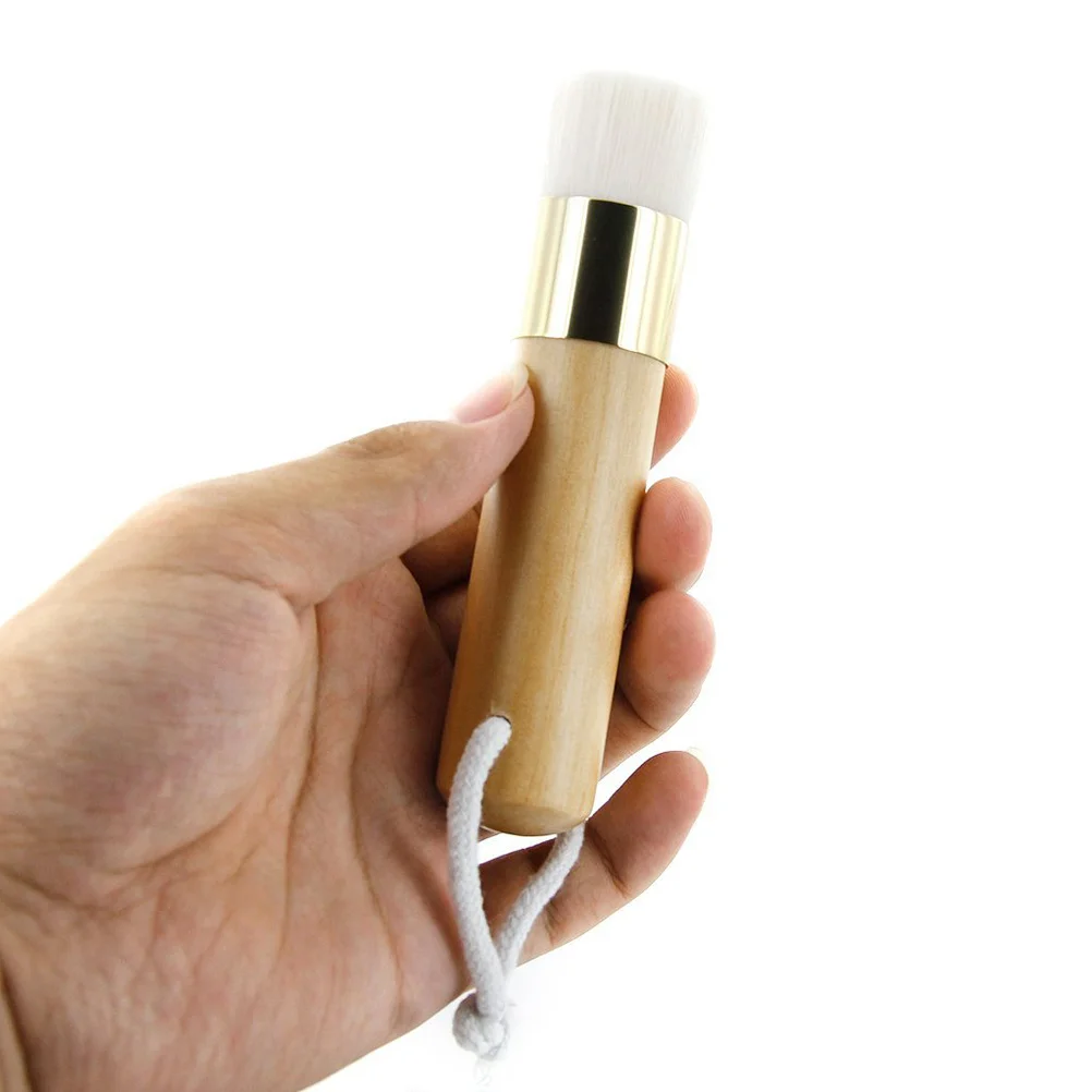 12Cm Microfiber Facial Cleansing Brush Exfoliating Skin Massager Wood Handle White Gentle Deep Pore Cleanser For Face