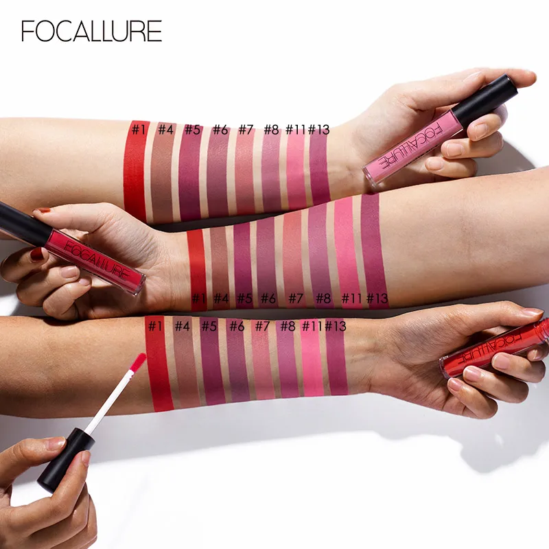 Wholesale FOCALLURE Matte Velvet Lip Gloss Long Lasting Waterproof Nude Non-Stick Cup Liquid Lipstick Women Lip Makeup Cosmetics