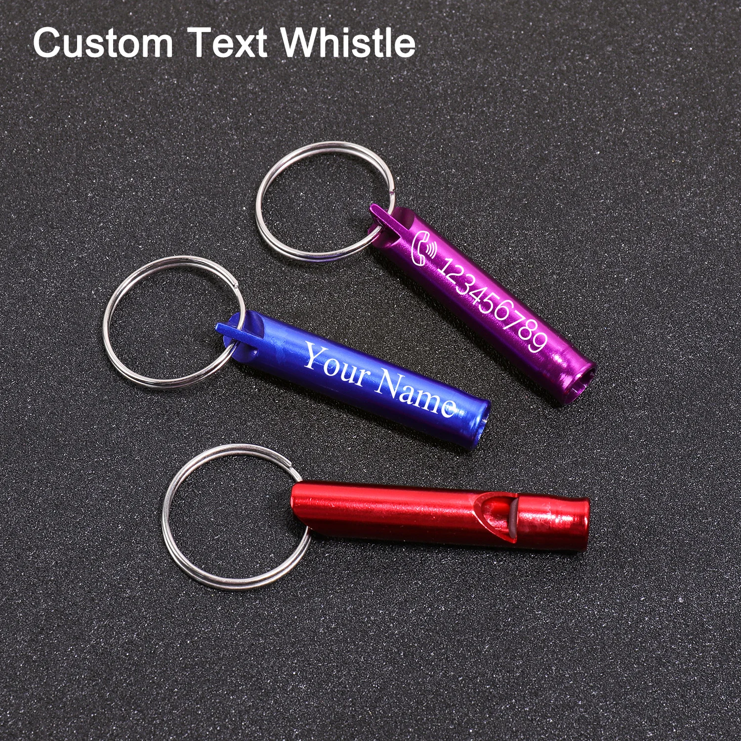 

5Pcs Custom Text Whistle Pendant Customized Name Keychain Aluminum Alloy Camping Tool Personalized Name Outdoor Survival Whistle