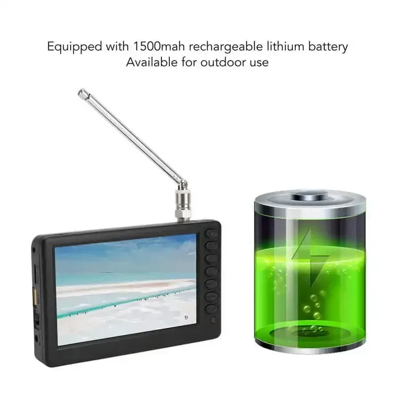 ISDB TCompliant Rechargeable110‑220V 5 Inch Portable TV 1080P Mini Digital Television EU Plug portatil digital con wifi smart tv