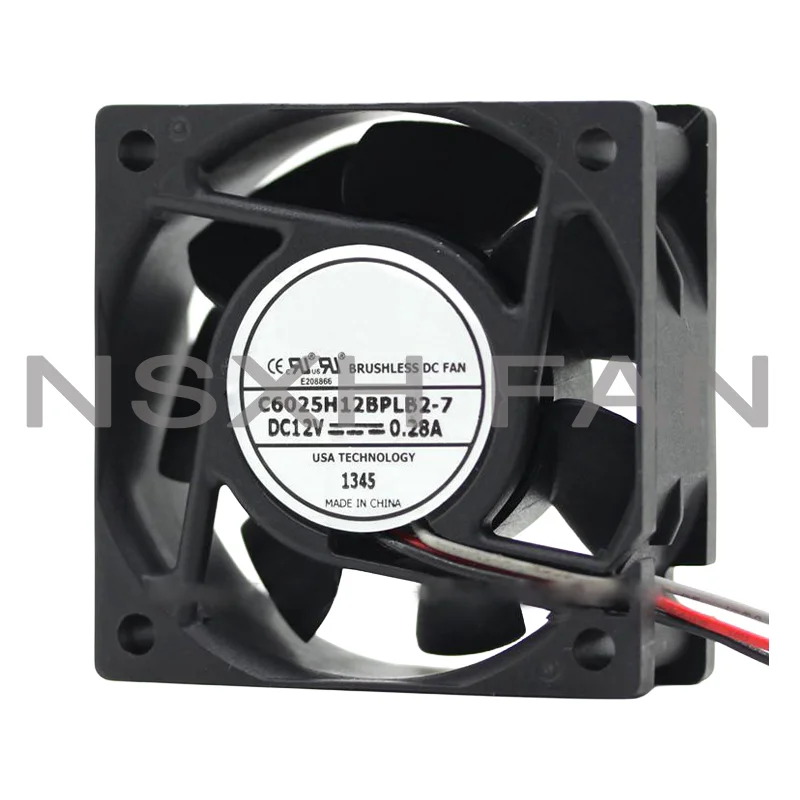 NEW 6CM Double Ball Bearing 6025 C6025H12BPLB2-7 12V 0.28A Cooling Fan