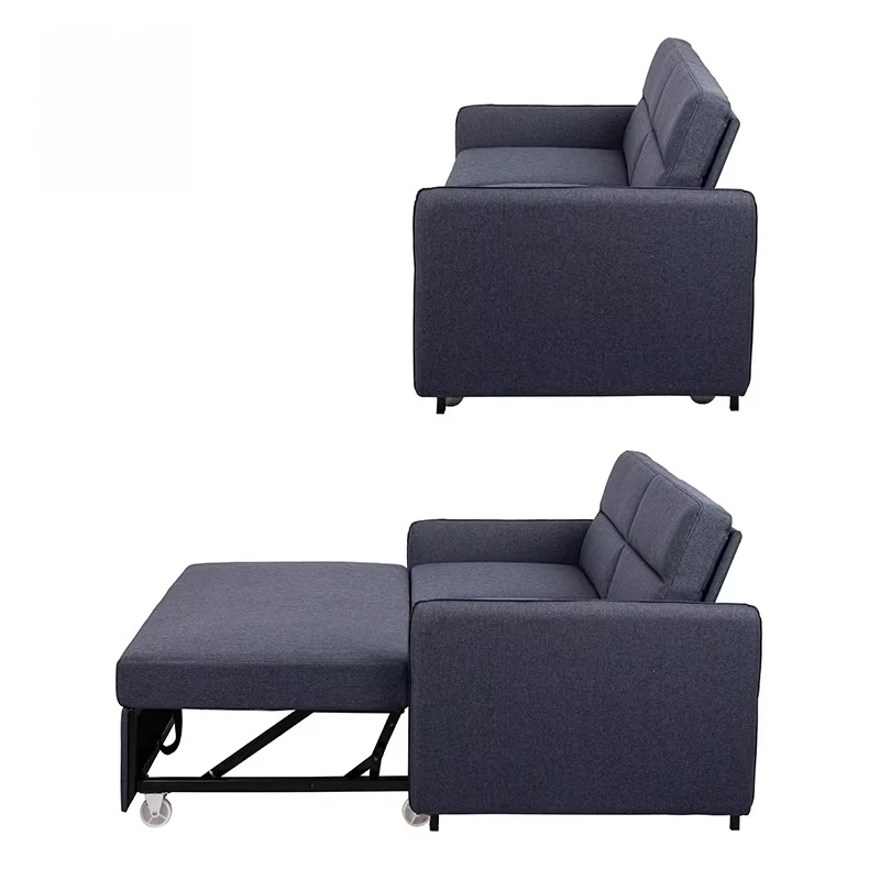 New Design Dark Grey Fabric Foldable Two-Seater Home Office Sofa Convertible Pump-Pull Design for Apartment Use