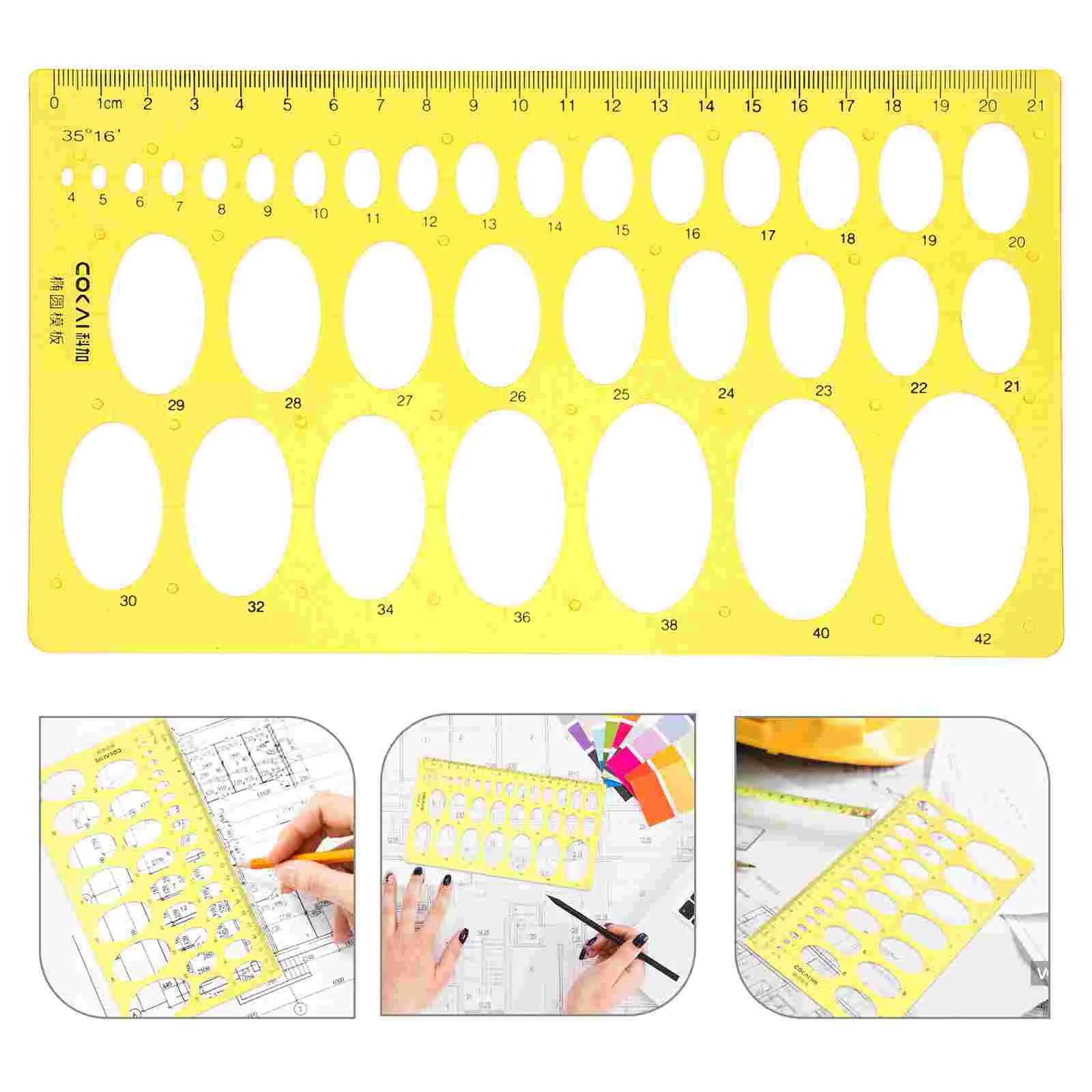 

Ellipse Draft Rulers Plastic Drawings Templates Measuring Geometric Rulers for School Office (Orange)