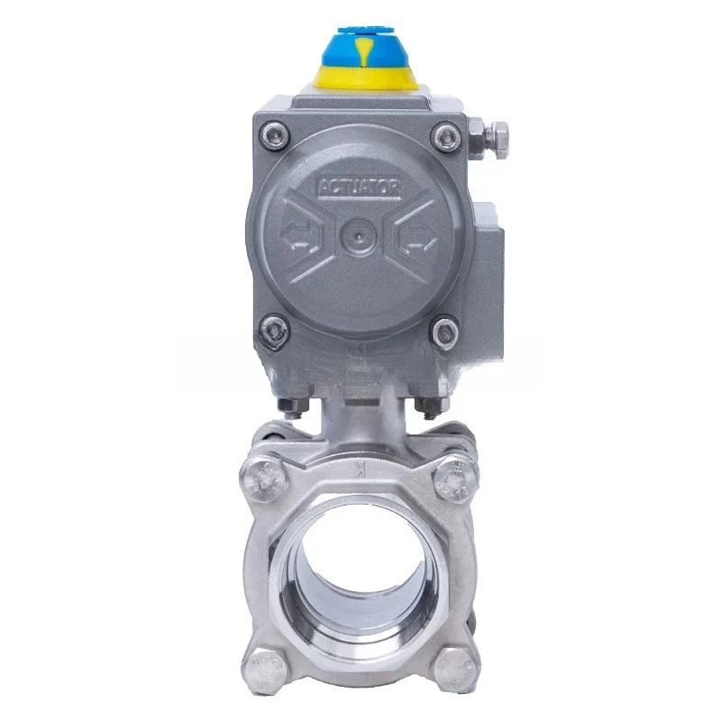 Q611F-16P Pneumatic 304 stainless steel thread cut-off valve, pneumatic three-piece threaded ball valve DN15--100