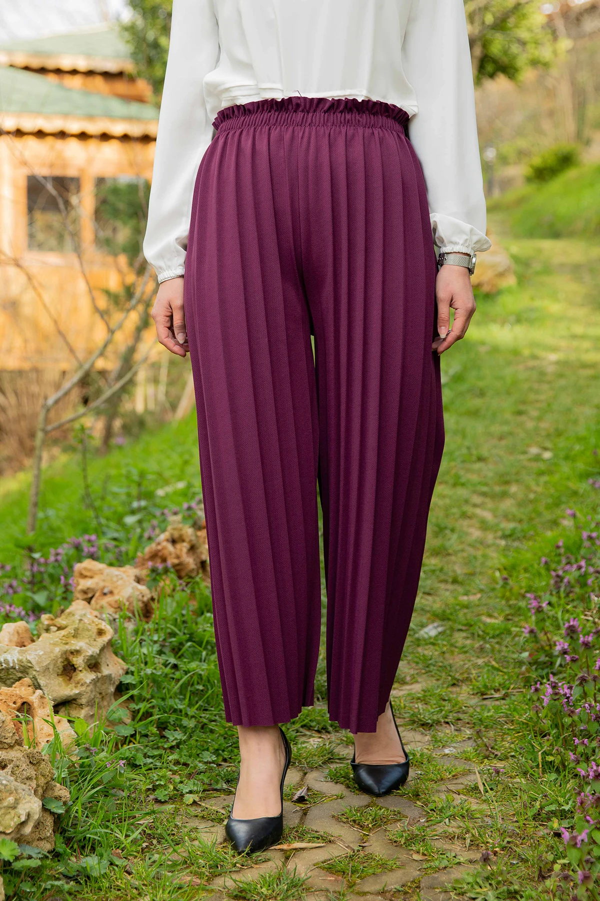 ; Pleats Trousers E-Purple