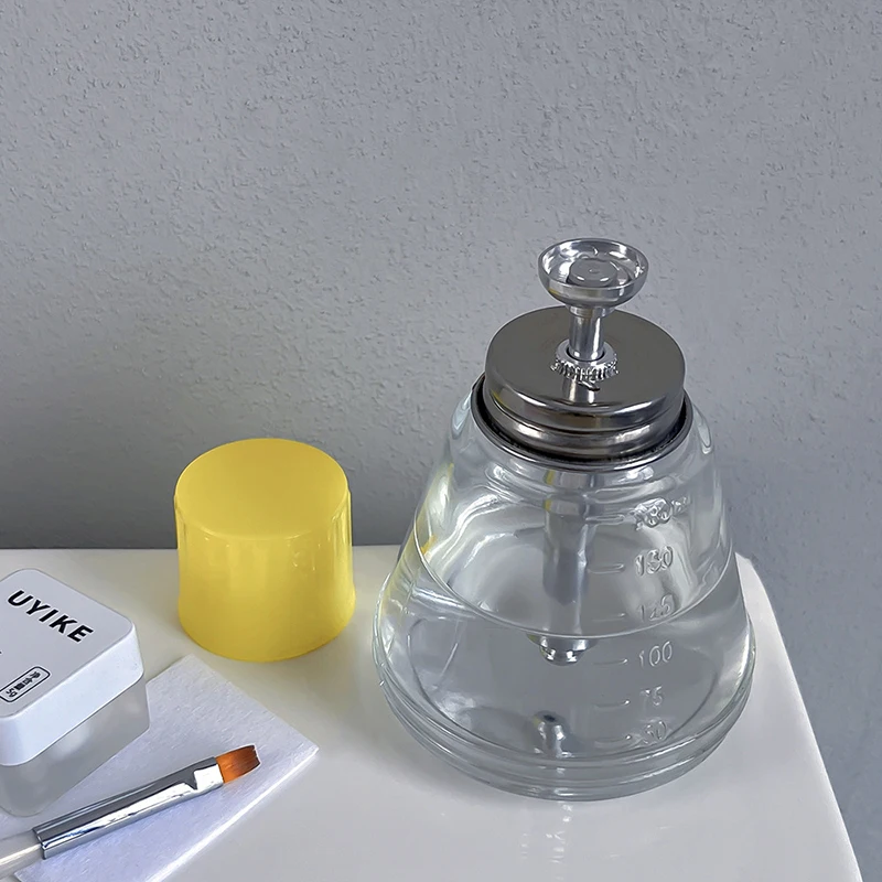Dispensador de bomba vacía de vidrio de 180ml para esmalte de uñas, removedor de maquillaje con Alcohol, botella rellenable transparente, almacenamiento de limpiador líquido