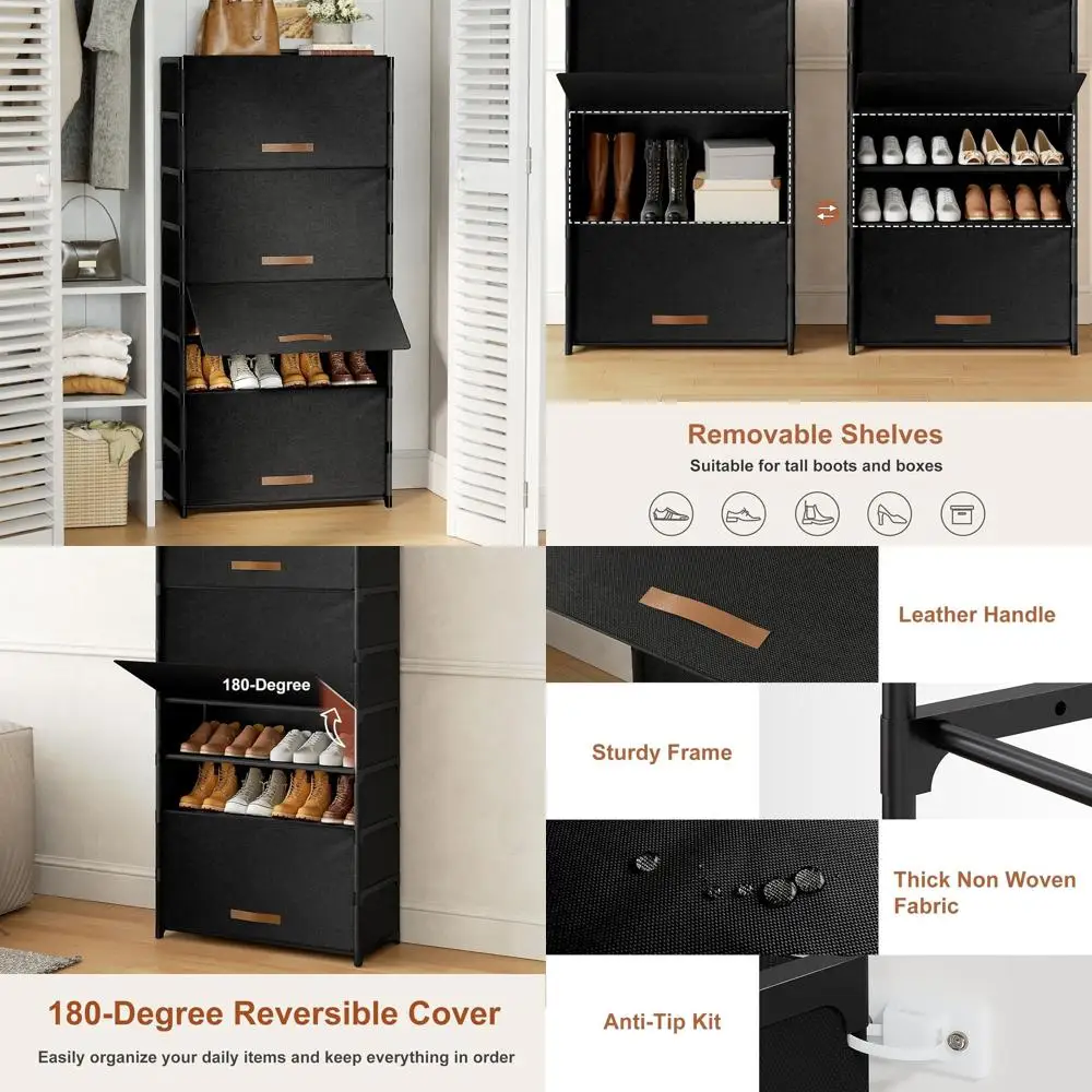 

9-Tier Door Cabinet Shoe Storage Organizer for 36 Pairs - Black
