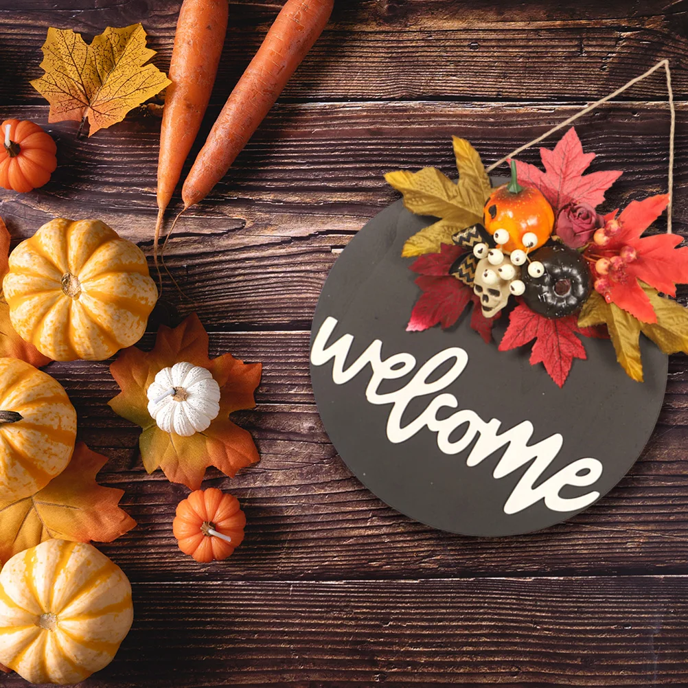 

Halloween Wreath Door Sign Decorative Plaque Festival Home Decor Polyester Hanging Chic Design Long Service Life Clear