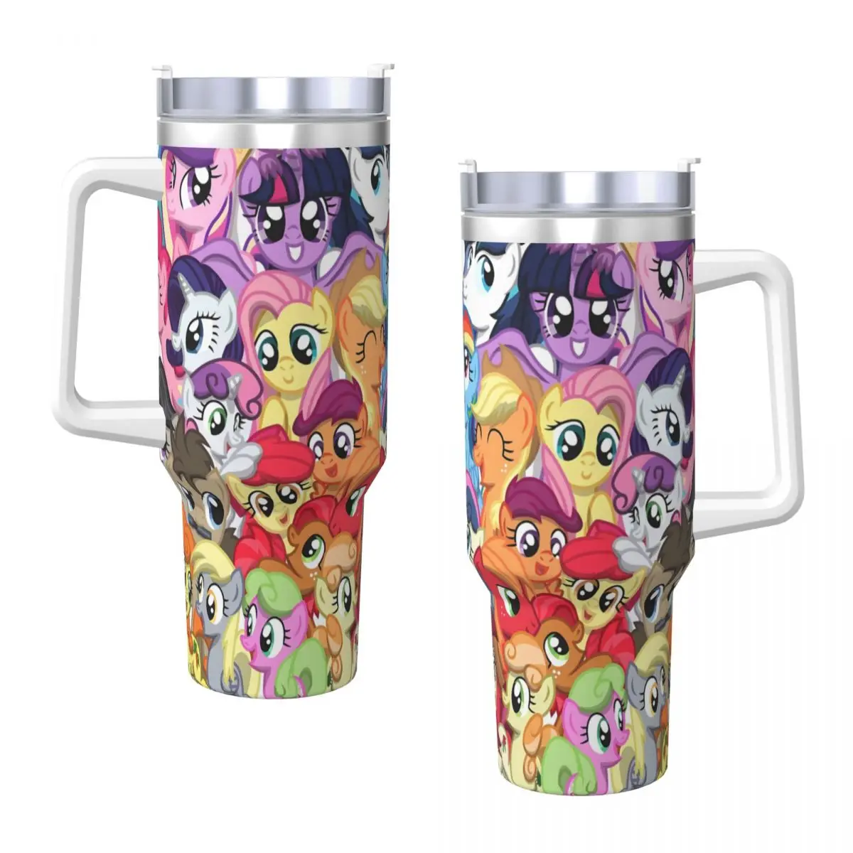 My Little Pony Collages Tumbler Hot Drinks Water Bottle Portable Stainless Steel Thermal Mug Custom Camping Mugs Cup