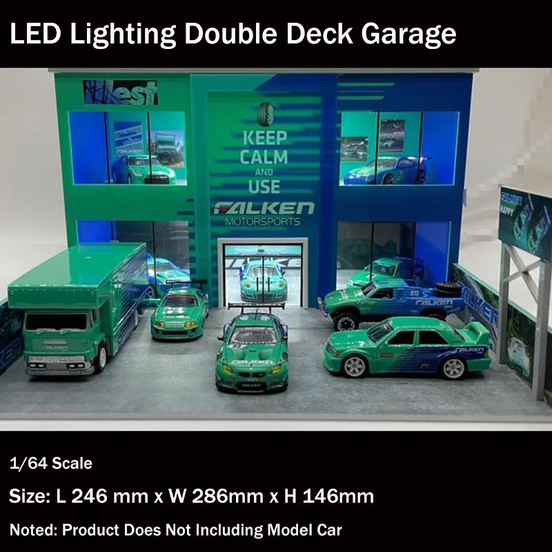 Assemble Diorama 1/64 LED Lighting Double Deck Garage Model Car Station Parking Lot - Falken Coating