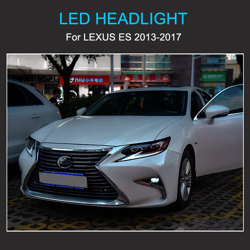 1 Pair LED Headlight Assembly for Lexus ES ES200 ES250 ES300 2013-2017 Plug and Play with LED DRL Dynamic Turning Headlights