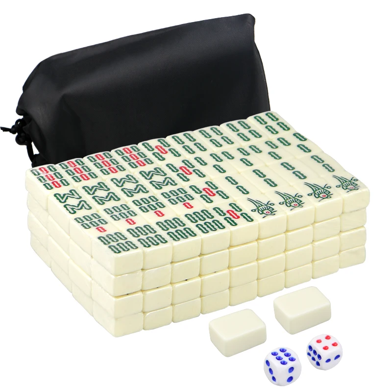 Jogo tradicional do mahjong do chinês, jogos de tabuleiro portáteis com saco do armazenamento, para o curso, clássico, majiang