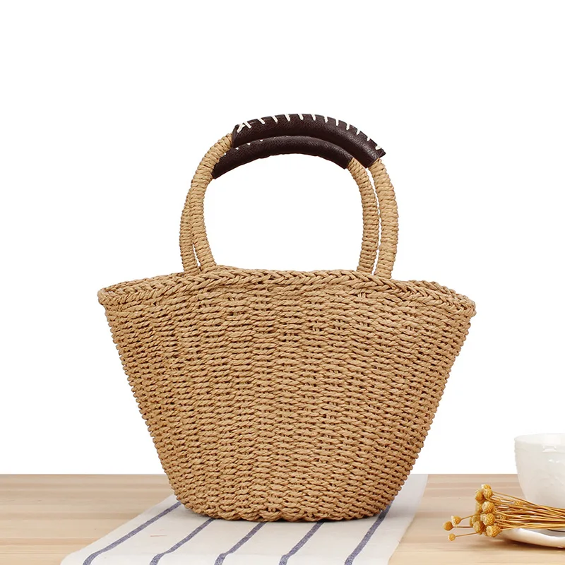 Super cute hand-woven beach bag, cute holiday beach bag, straw bag, small fresh leisure bag