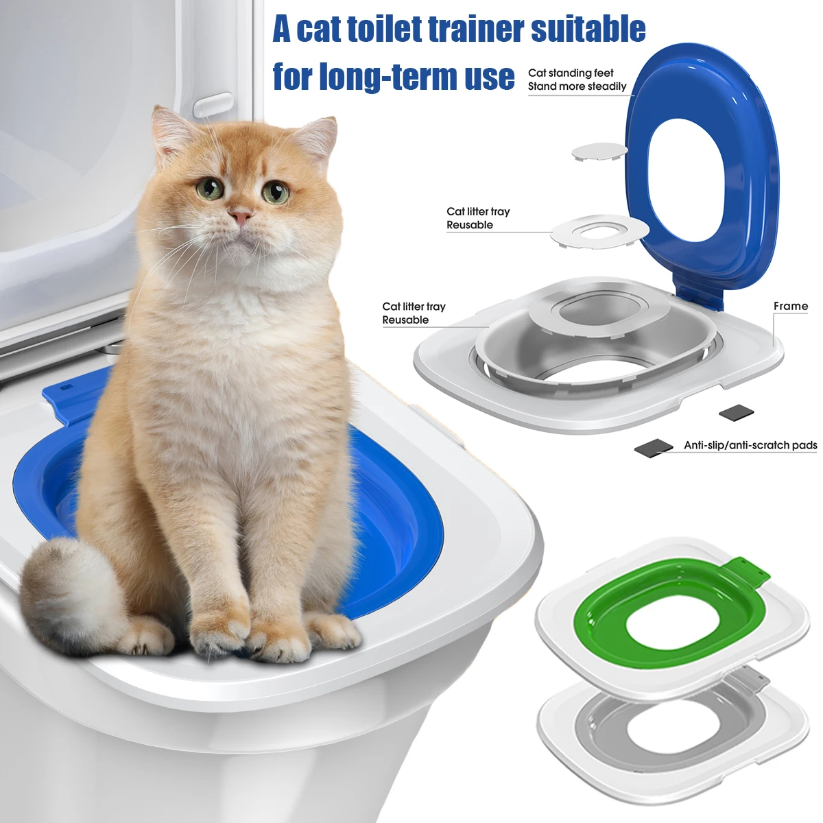 

Practical Pet Travel Cat Potty Trainer Seat Bathroom Potty Trainer Training Chair Toilet Camping Cat Potty Seat Easy to Clean