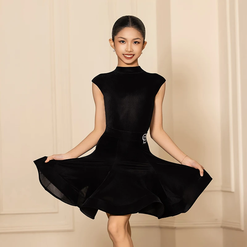 

Latin Dance Costume For Girls Tango Waltz Prom Performance Clothes Thin Velvet Standard Dance Dress Competition Wear VBH1591