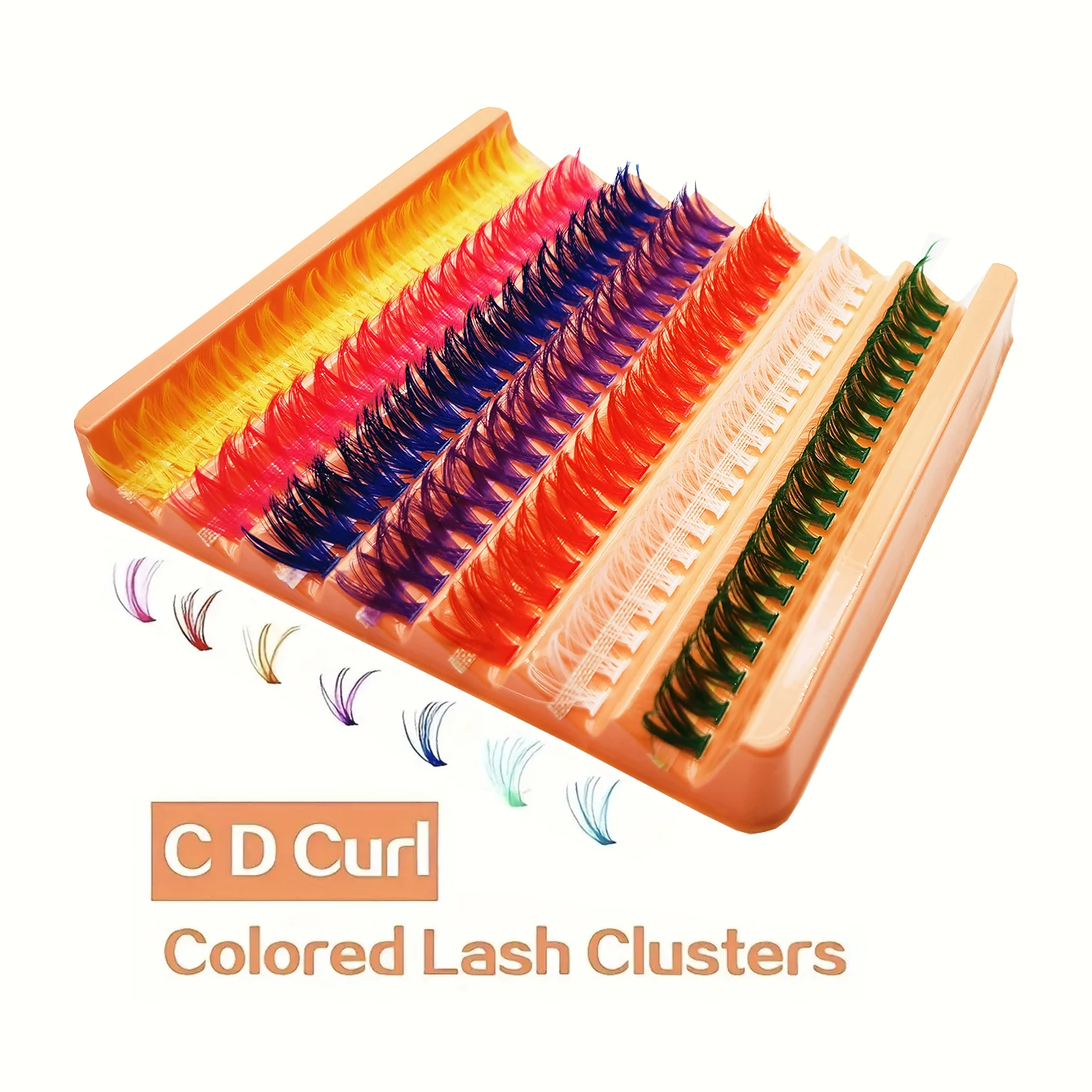 Zestaw do samodzielnego nakładania rzęs, 14 mm, kolorowe rzęsy w kształcie litery D, 140 kępek, do użytku domowego, podkreślające żywotność i kolorowość oczu.