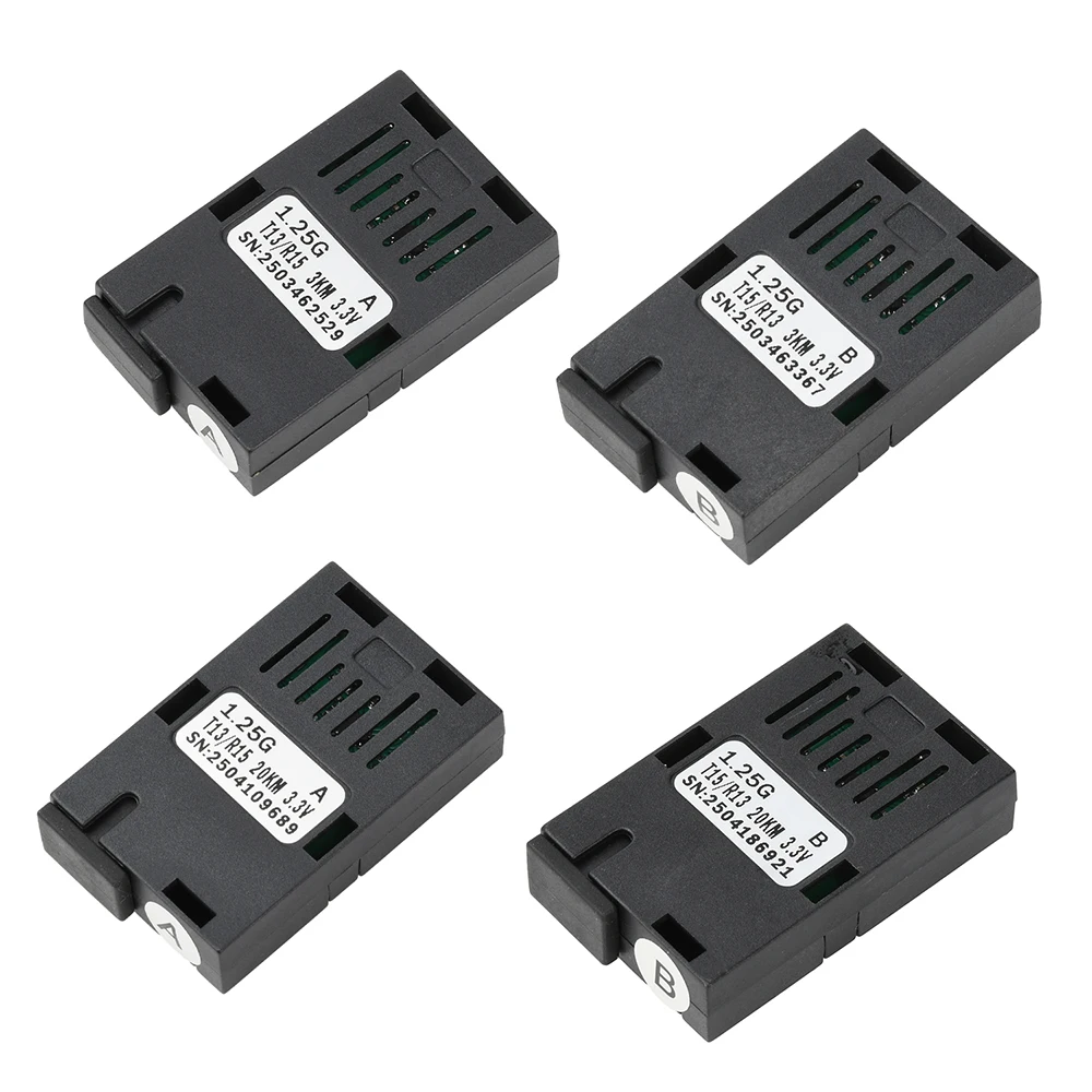 Módulo de fibra óptica dc 3.3v 1.25g 1*9, 1000m gigabit sc, modo único, fibra única, 1310nm/1550nm, 3km/20km, transceptor de fibra óptica