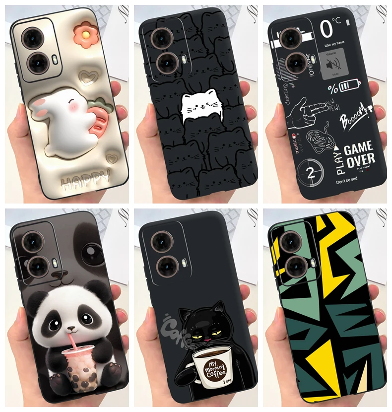 Animals Painting Phone Case For Motorola Moto G85 MotoG85 / Motorola G 85 Back Cover Panda Rabbit Cat Funda Bumper Soft Silicone