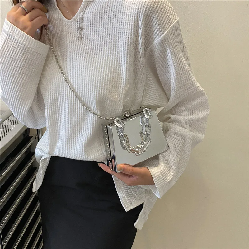 Metal Bag Gold Silver PVC Box Shoulder Bag Design Party Evening Clutch Bag Designer Chain Crossbody Bags Purses and Handbag