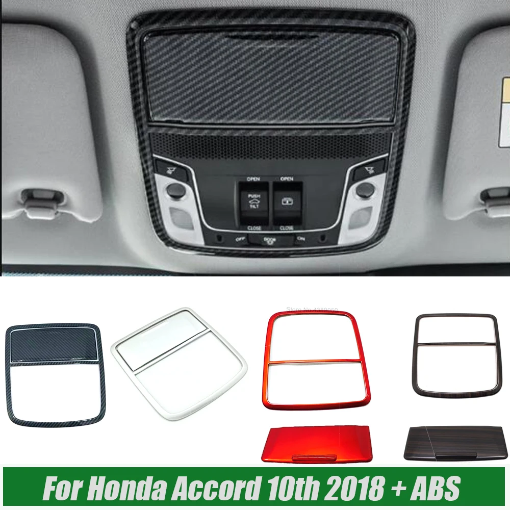 For Honda Accord 10th 2018 19 20 21 2022 ABS Matte/Carbon/red Car front reading Lampshade panel and Glasses box car cover trim