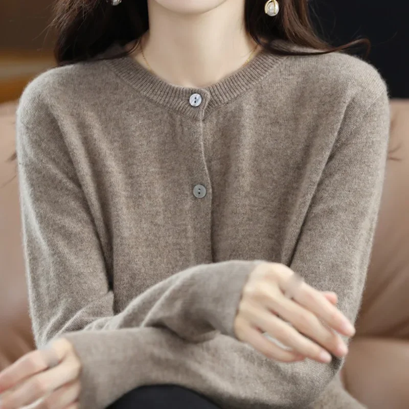 Autumn Winter Round Neck Women Sweaters Classic Basic Solid Knitted Tops Cardigan Pullover Korean Version Sweaters Soft Clothes