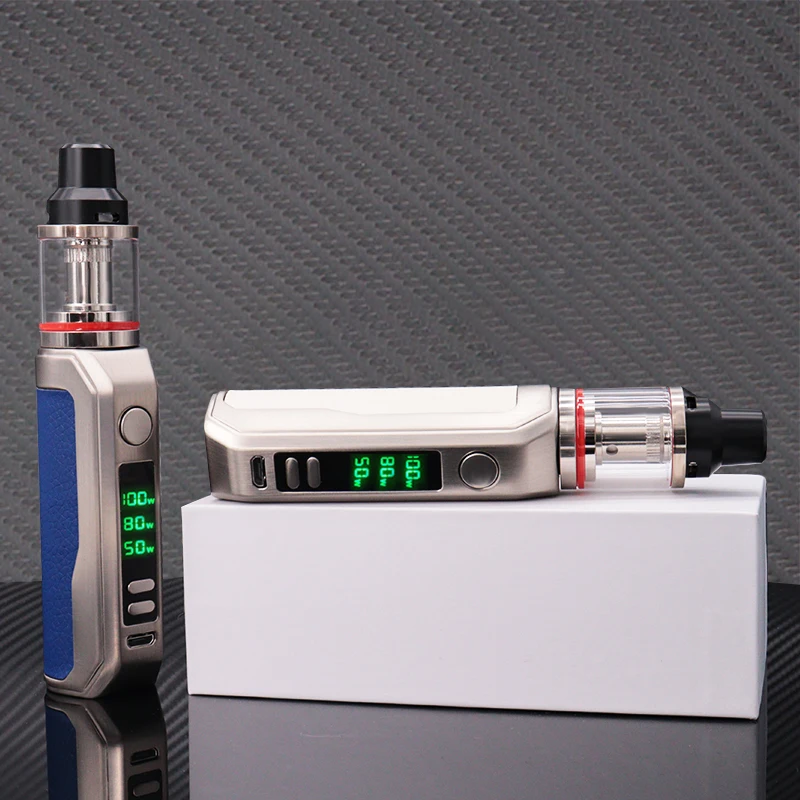 100W Vape Mod Electronic Cigarette Starter Kit 2200mAh Battery 2ml Tank Thcik Oil Vaporizer OLED Screen With Leather Surface