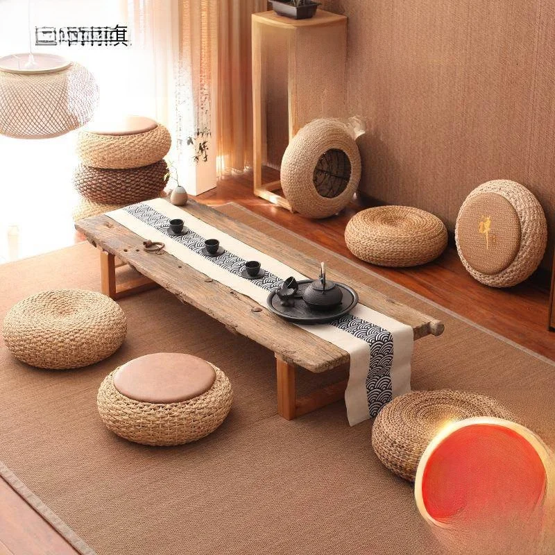 

Утолщенный татами-мат из травяного плетения, круглая подушка для сидения в стиле дзен, для домашнего использования, традиционная японская напольная подушка