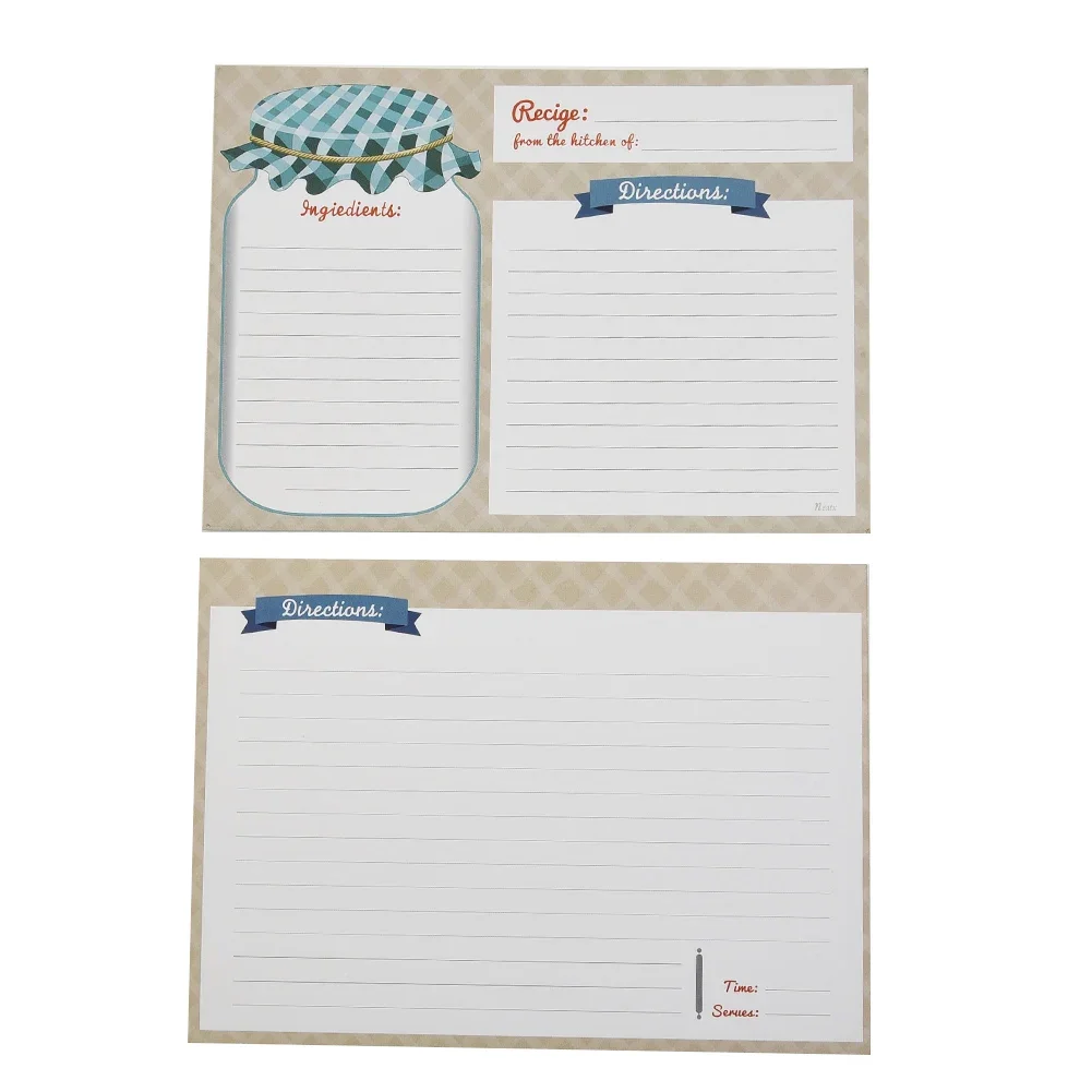 Recipe Book Kitchens Recipe Cards Cooking Gift Double Sided Blank High Quality Paper 10x14CM 25 PCS Kitchen Storage