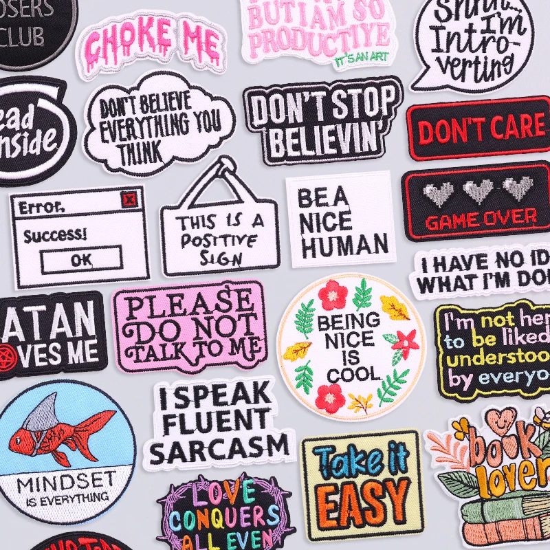 Cartoon Phrase Applikation Eisen auf Patches für Kleidung thermoadhäsive Patches auf Kleidung DIY süße Buchstaben Nähen Stickerei Patch