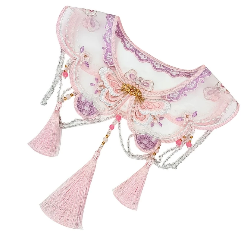 Butterfly Embroidery Shoulder Wrap for Parties and Casual Wear Beaded Tassels Detachable False Collar Yunjian Shawl DXAA