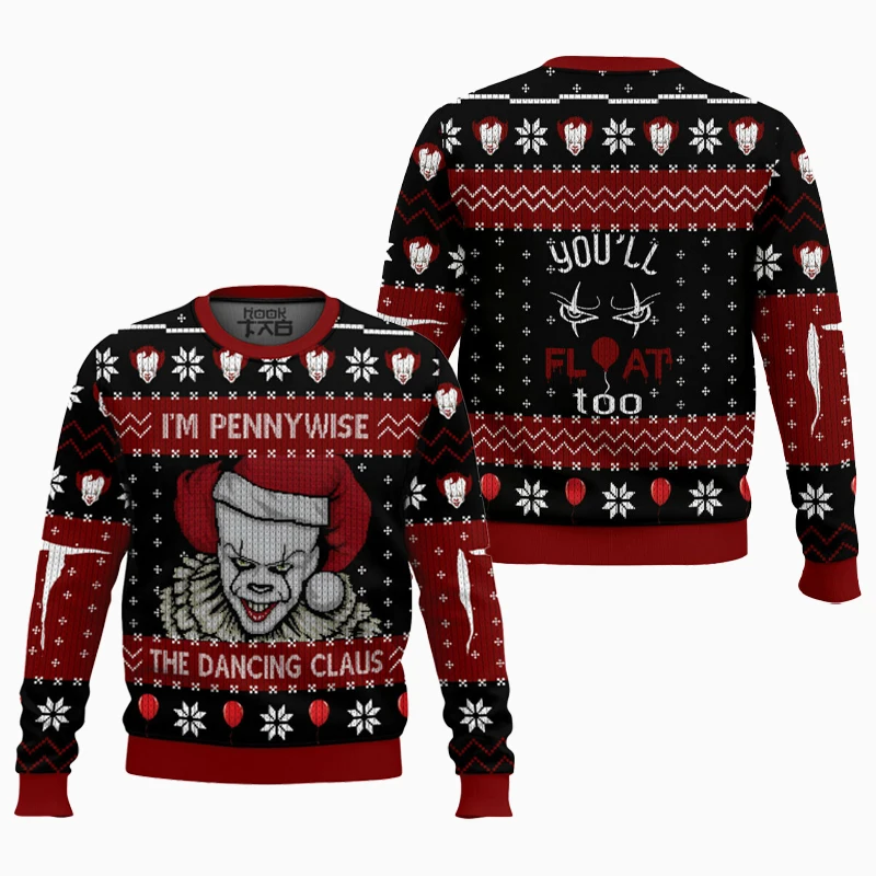 أنا Pennywise الرقص كلوز ذلك سترة عيد الميلاد القبيحة مضحك عطلة حفلة البلوز حجم كبير سترة للرجال هدية عيد الميلاد 2026