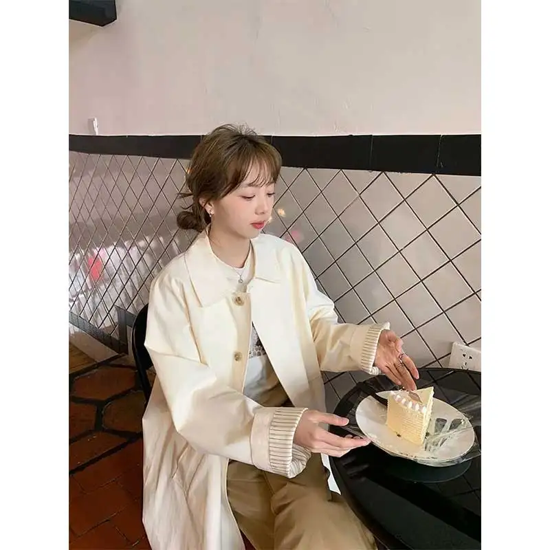 ملابس النساء الخريف زر الموضة بلون سترة الإناث كل مباراة المألوف جيب تظهر رقيقة سترة واقية سترة #2