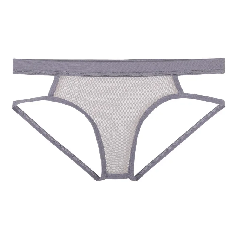 6PCS Sexy Men Underwear Thongs Double String Mesh Hollow Breathable Comfortable Transparent Underpants Jockstrap